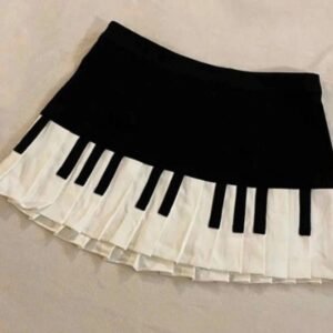 Women's All-match Retro Black And White Piano Design Skirt