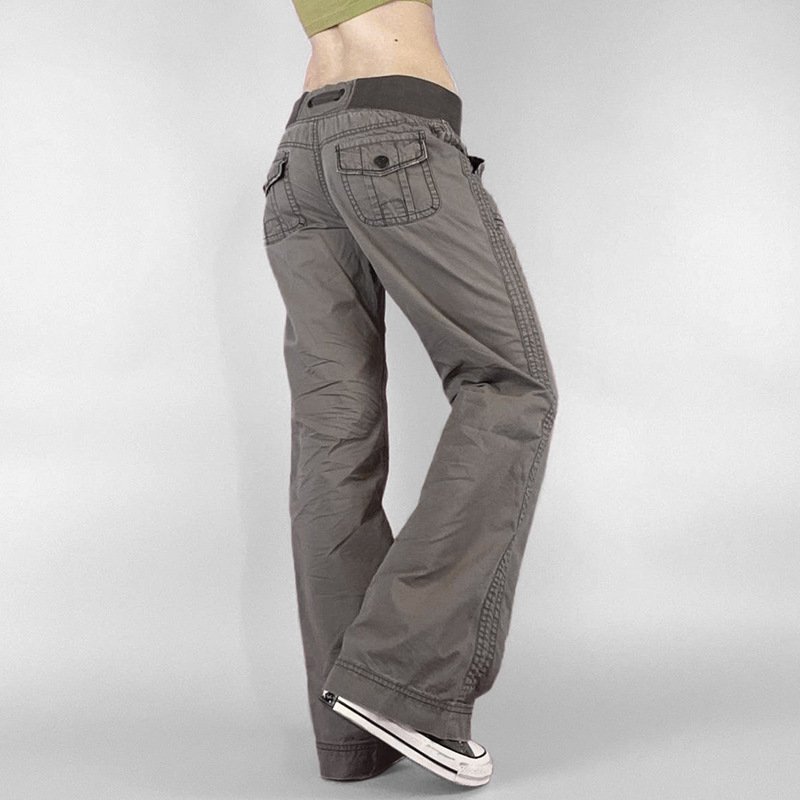 Pocket Contrast Color Thread Waist Head Made Old Low Waist Straight Jeans - Image 4