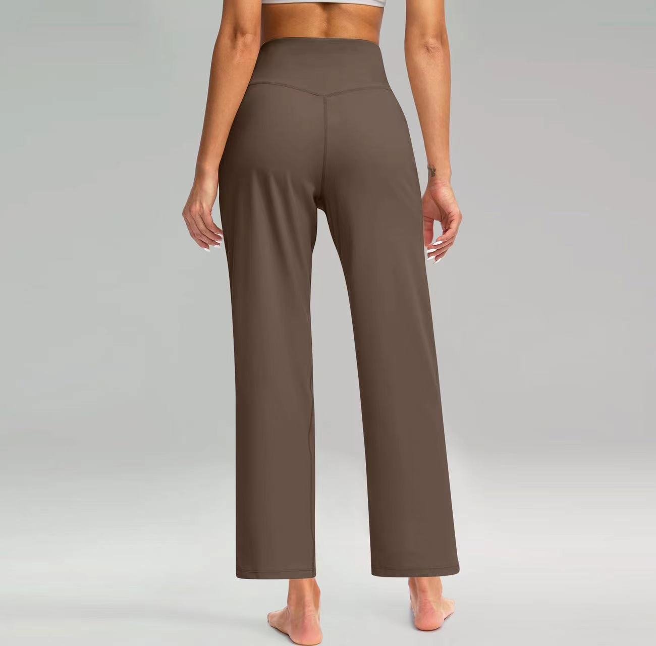 Women's High Waist Pure Color Draping Effect Straight Casual Trousers - Image 2