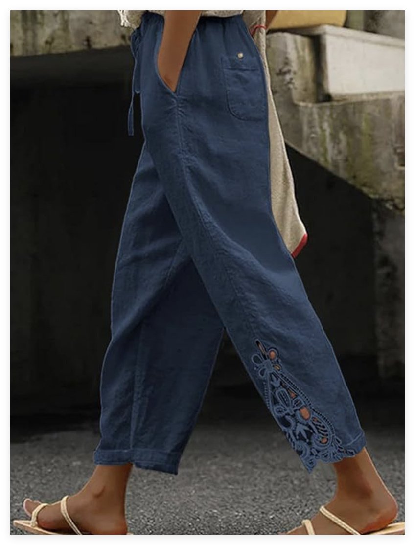Women's Casual Pants Baggy Straight Trousers - Image 9