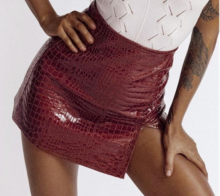 European And American Ins Sexy Crocodile Pattern PU Leather Skirt - Image 4