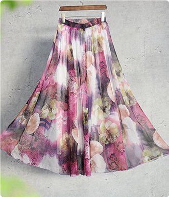Printed Elastic Waist Slimming Large Hem Skirt - Image 6