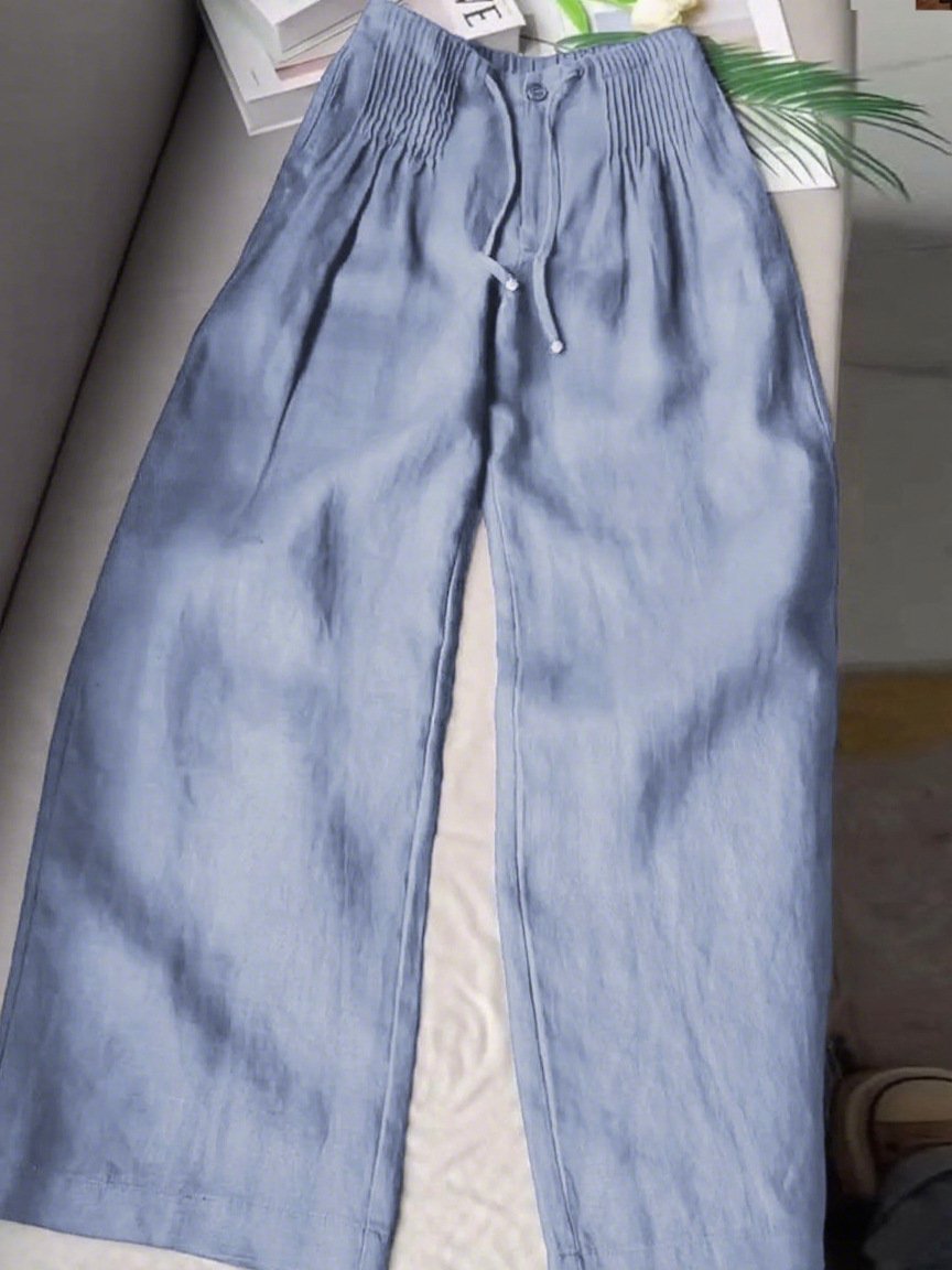 Versatile Drawstring-button Straight-leg Pants - Image 8