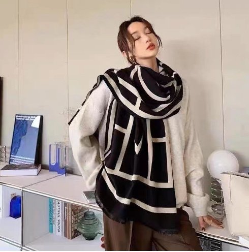 Casual Polka Dot Artificial Cashmere Warm Printing Long Scarf Shawl - Image 8