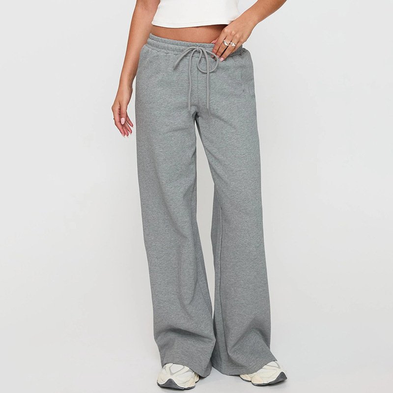 Fashion Casual Loose Drawstring Tight Waist Solid Color Trousers - Image 7