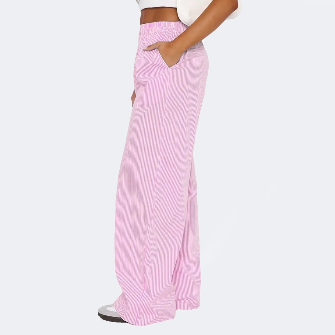 Striped Trousers With Pockets Ins Fashion Casual Wide Leg Straight Pants For Women Clothing - Image 6