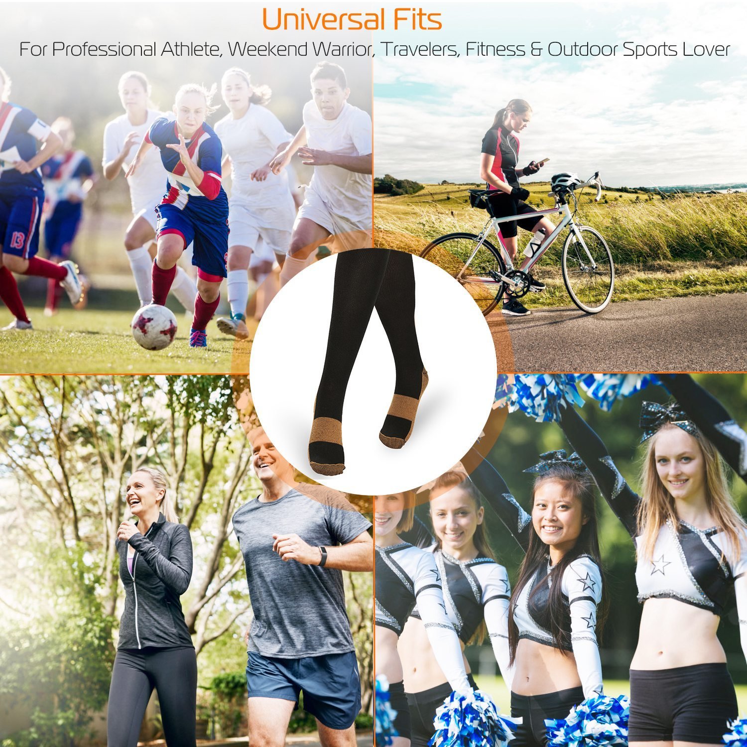 Unisex Copper Compression Socks Women Man Durable Hose Graduated Support Socks For Running Nursing Shin Splints Edema Swelling Recovery - Image 4