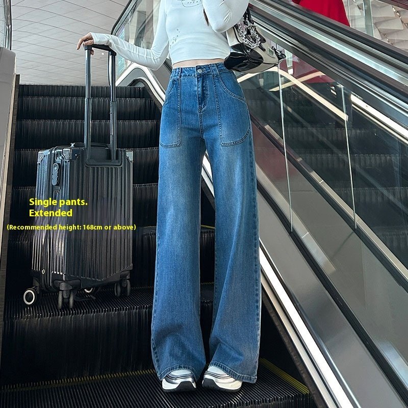 Women's High Waist Straight Jeans Loose Wide Leg - Image 8