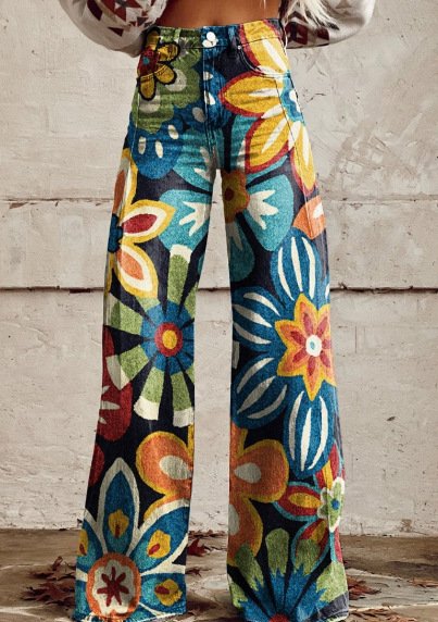 Women's 3D Printed Straight Casual Wide-leg Pants - Image 9