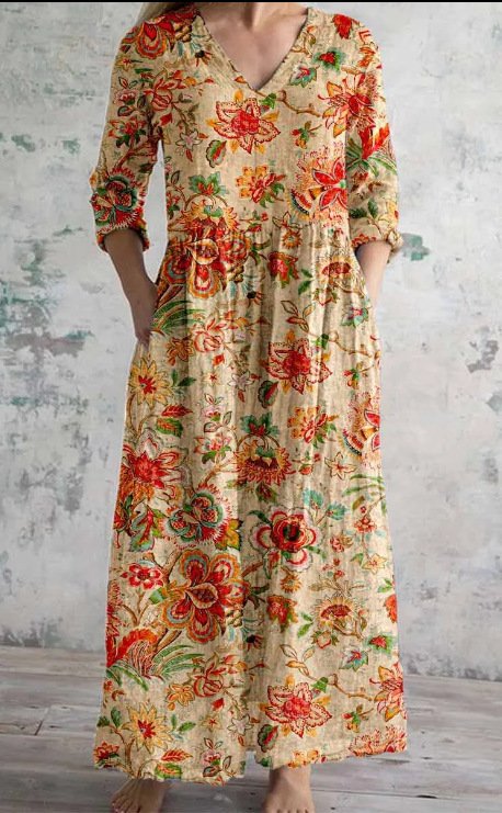 Women's Loose And Fashionable High-end V-neck Printed Dress - Image 4