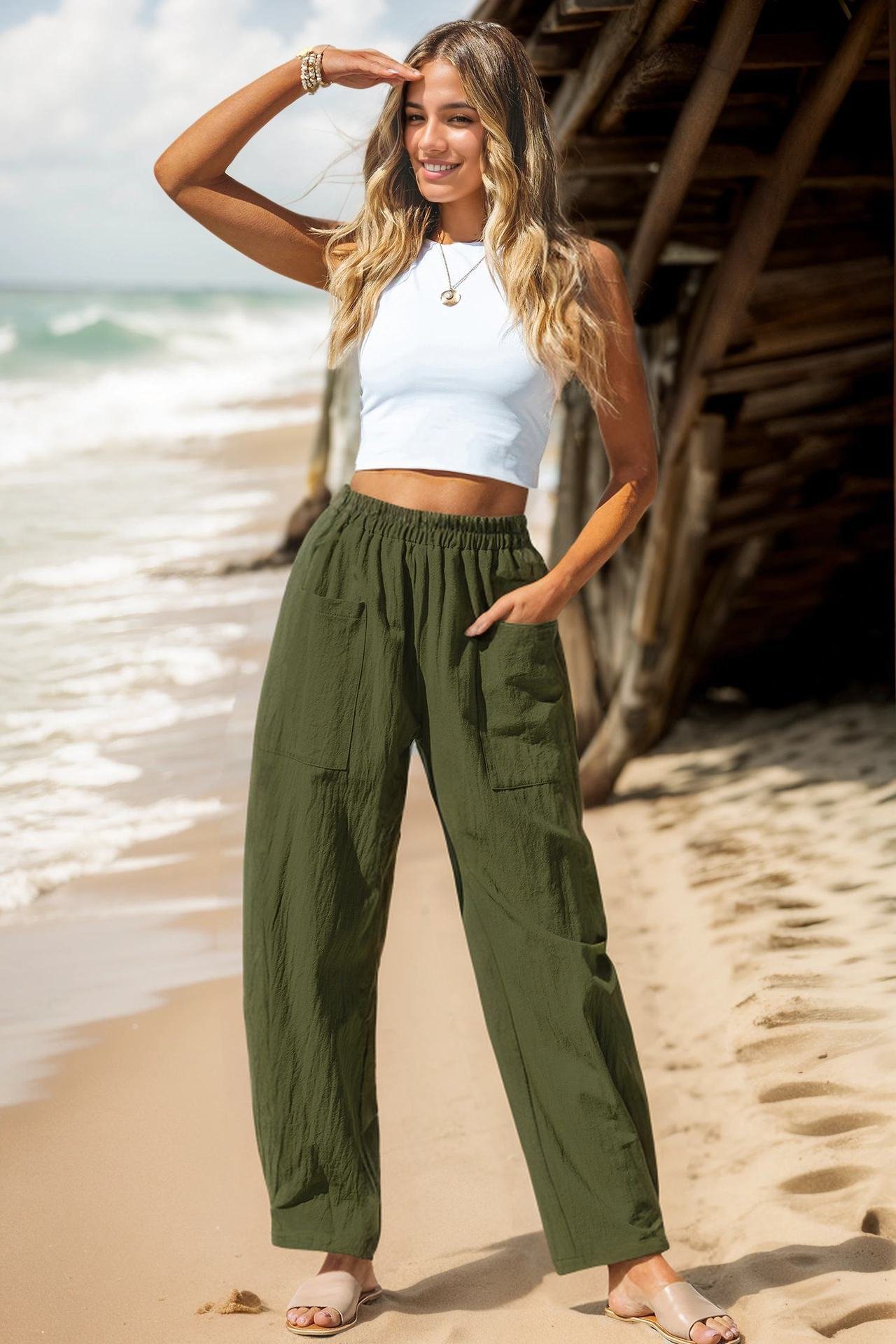 Women's Cotton And Linen Casual Pants Vacation Style - Image 10