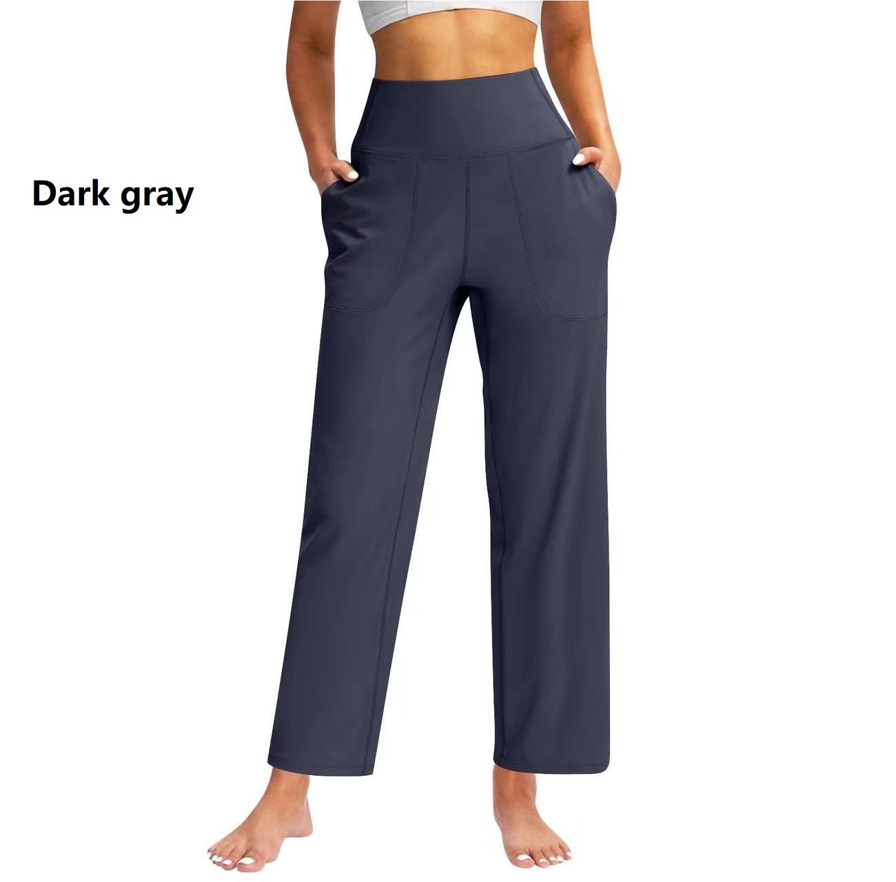 Women's High Waist Pure Color Draping Effect Straight Casual Trousers - Image 5