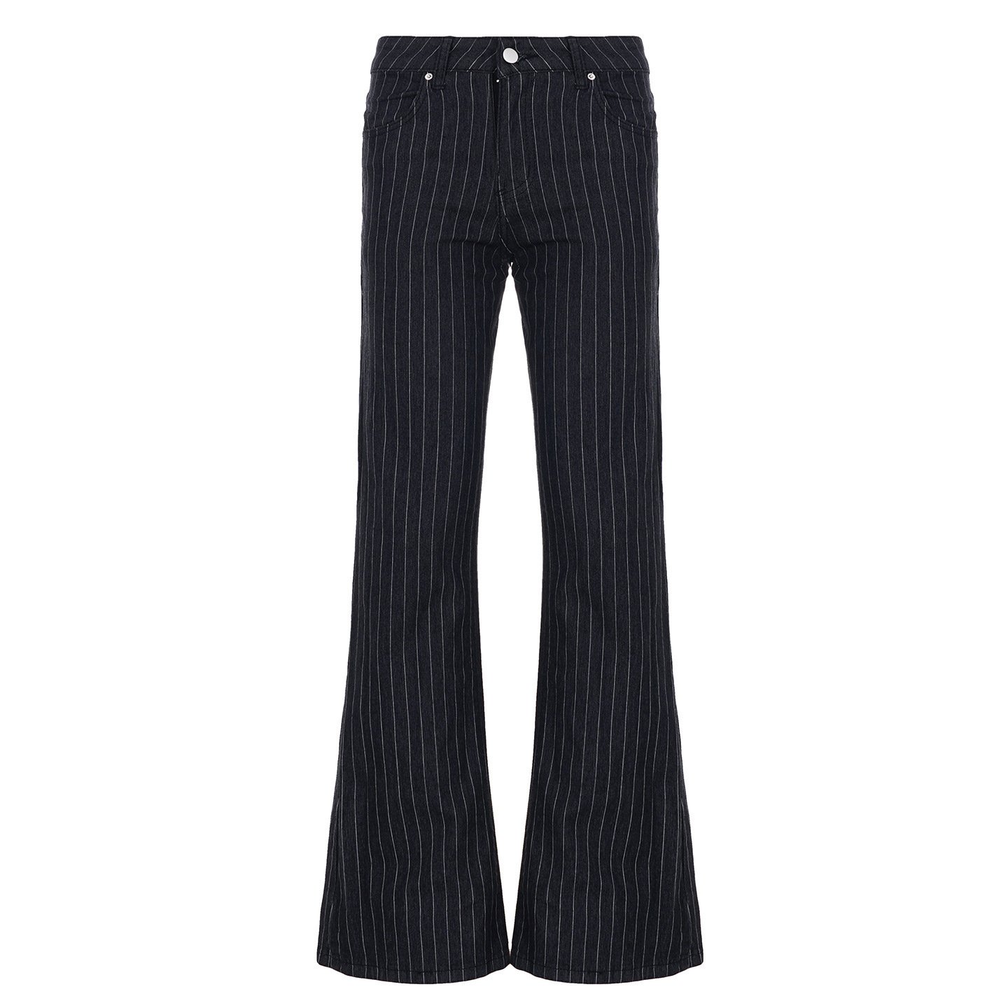 Womens Striped Contrasting Low-Waist Straight Jeans - Image 6
