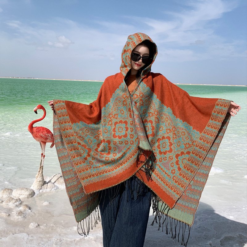 Ethnic Style Desert Seaside Photograph Cloak Autumn And Winter Artificial Cashmere Scarf - Image 2