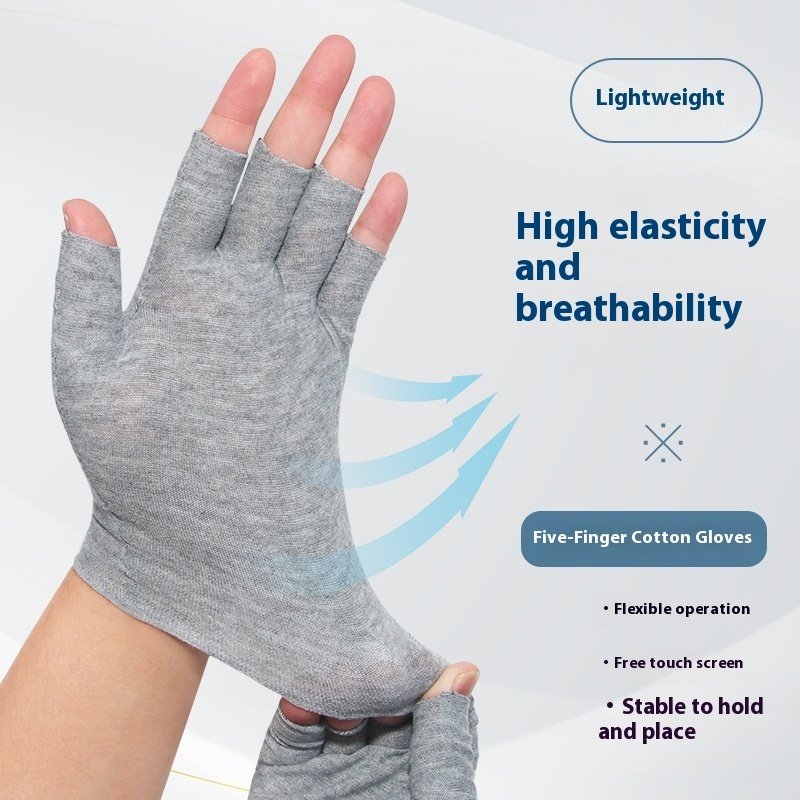 Exposed Five-finger White Cotton Gloves Half-finger And Breathable Sweat-absorbent Thin - Image 3