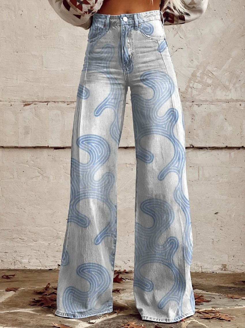 Women's 3D Printed Straight Casual Wide-leg Pants - Image 7