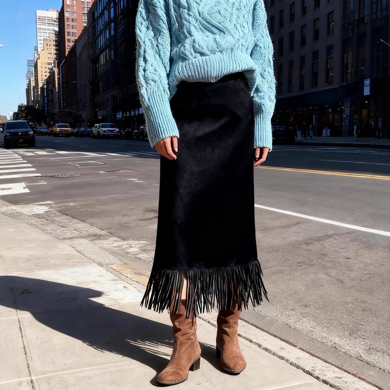 Women's Fashionable Elegant Long Suede Skirt Comfortable Slim Fit - Image 4