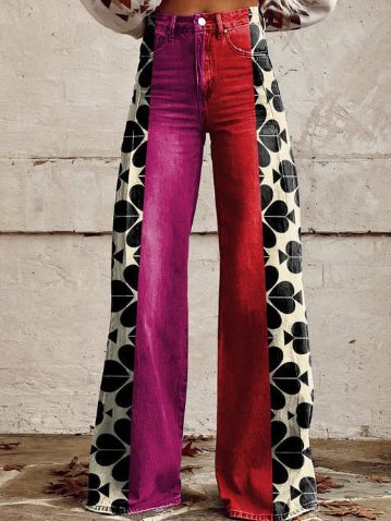 Thin Faux Denim Wide-leg Pants - Image 6