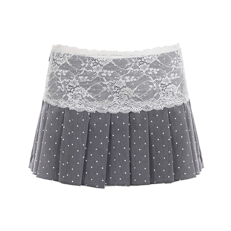 Low-rise Pleated Skirt With Lace Trim And Panel Design To Prevent Wardrobe Malfunctions - Image 5