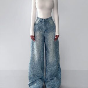 Irregular Rhinestone Jeans