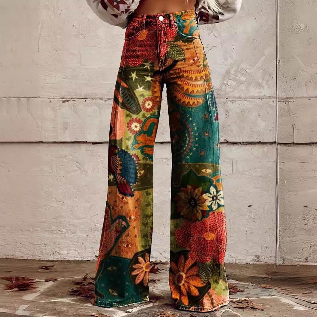 Women's 3D Printed Straight Casual Wide-leg Pants - Image 2