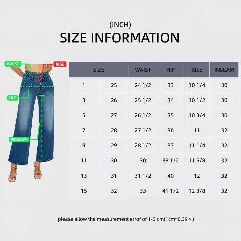 Women's Medium Blue Elastic Waist Jeans - Wide Leg Casual Denim - Image 3