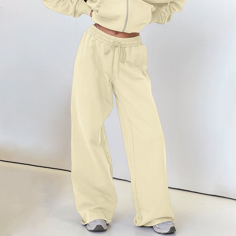 Fashion Casual Loose Drawstring Tight Waist Solid Color Trousers - Image 2