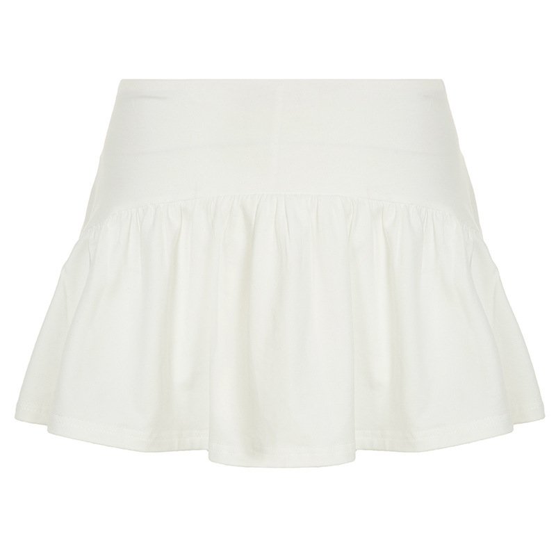 Solid Color And V-neck Hollow Out Strap Short Exercise Skirt Suit - Image 8