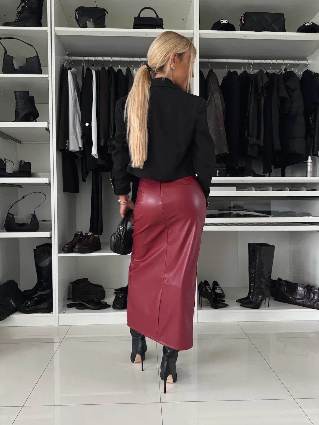 Sexy High Waist Split Leather Skirt - Image 6