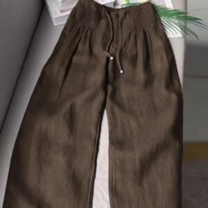 Versatile Drawstring-button Straight-leg Pants