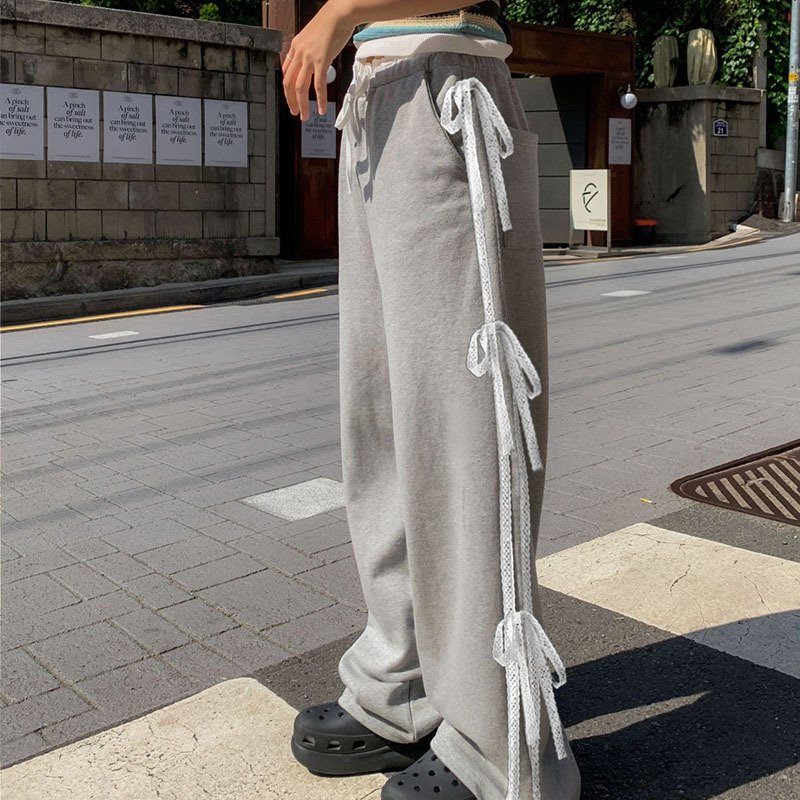 Women's Fashion Stitching Bow Casual Sweatpants - Image 2