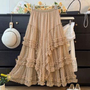 Sweet Floral Mesh Maxi Dress With Intricate Ruffle Detailing And Asymmetrical Hemversatile And Chic