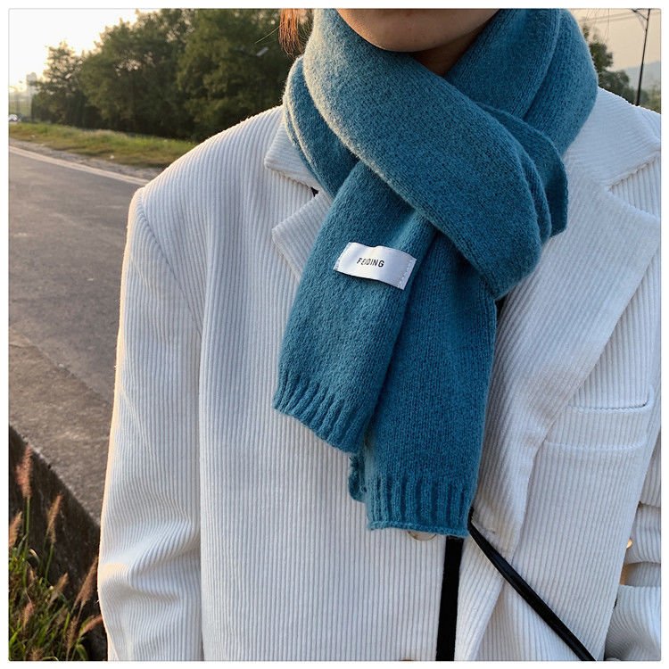 Solid Color Scarf Knitted Wool Keep Warm Scarf - Image 4