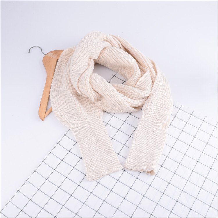 Autumn And Winter Women's Knitted Wool Scarf Shawl With Sleeves - Image 7