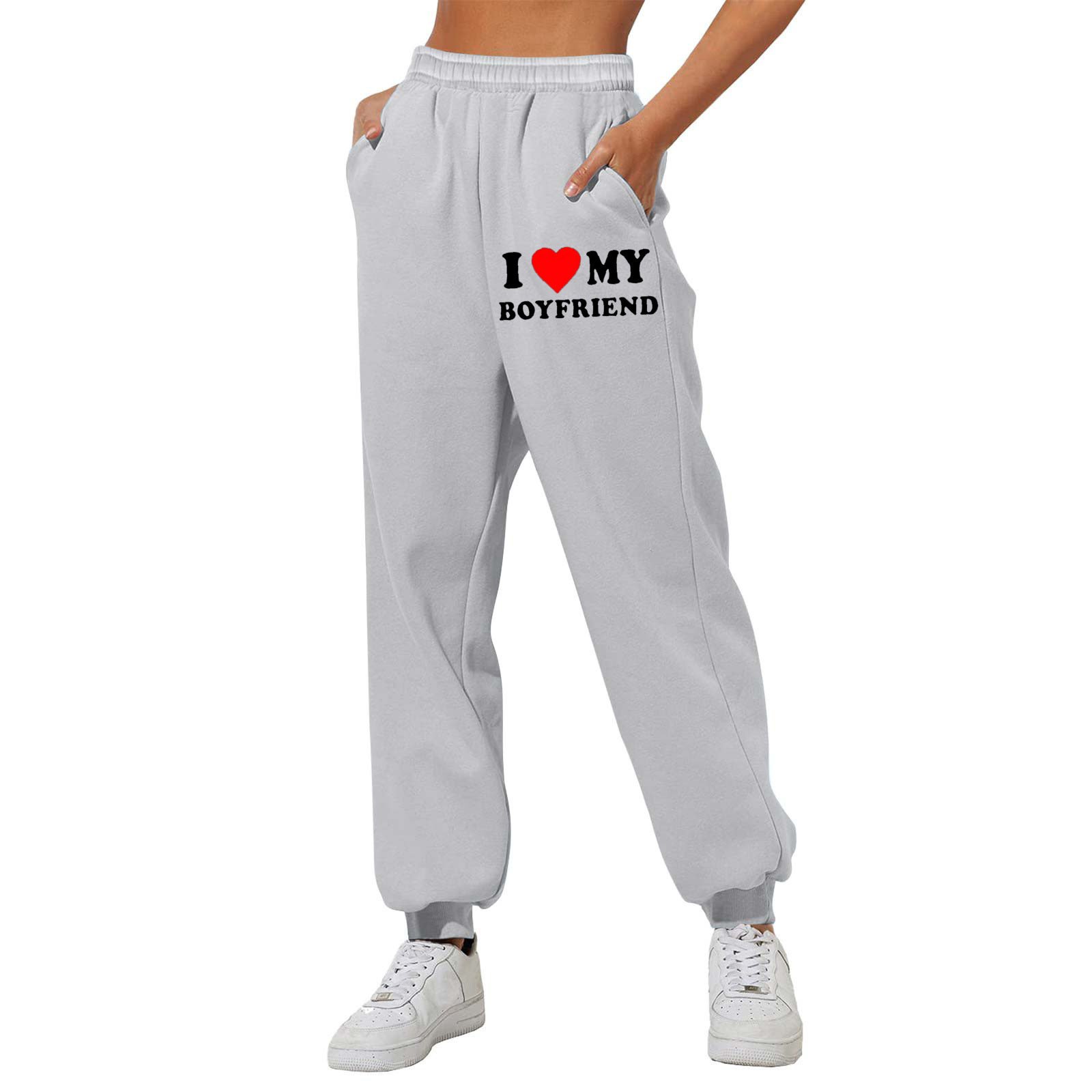 I Love MY BOYFRIEND Printed Trousers Casual Sweatpants Men And Women Sports Pants - Image 7