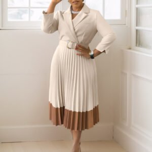 Suit Collar Fashion Elegant Pleated African Dress