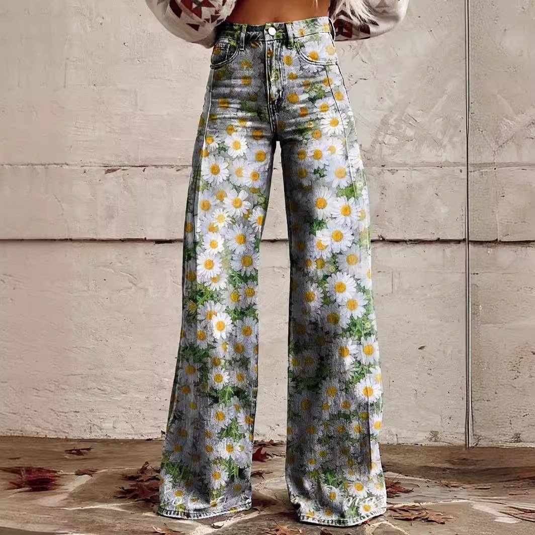 Women's 3D Printed Straight Casual Wide-leg Pants - Image 3