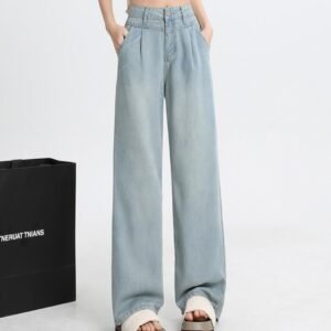 Thin New High Waist Straight Wide Leg Ice Silk Leggings Women