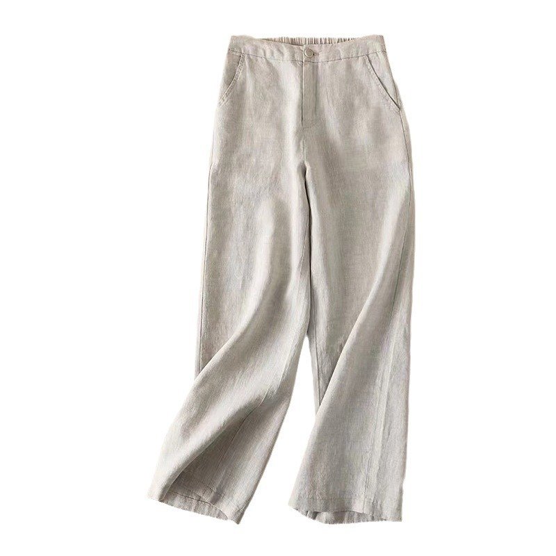 Women's Cotton And Linen Spring And Summer Thin Cropped Simple Casual Pants - Image 4
