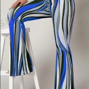 Striped High Waist Flared Leg Pants