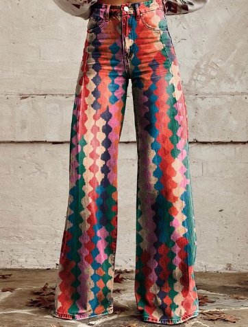 Thin Faux Denim Wide-leg Pants - Image 7