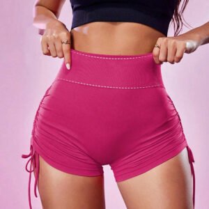 Women’s Solid Color Minimalism Yoga Drawstring Shorts