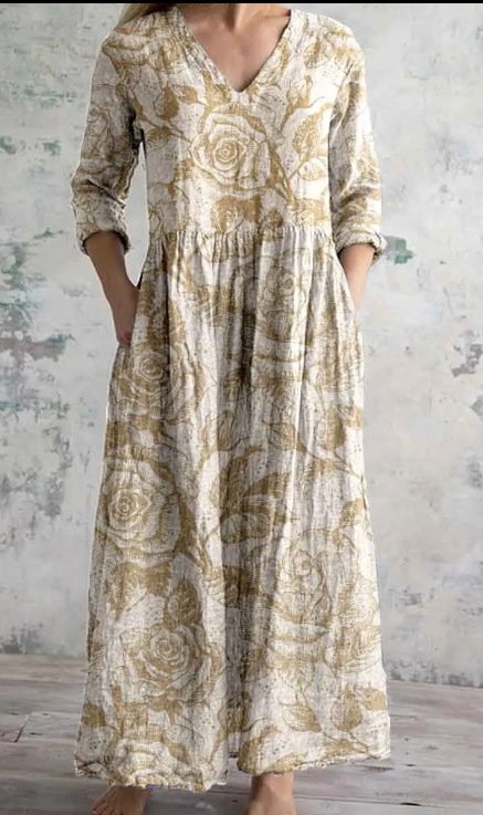 Women's Loose And Fashionable High-end V-neck Printed Dress - Image 8