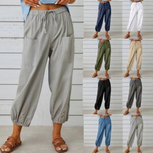 Women's Casual Nine-point Pants Wide Leg