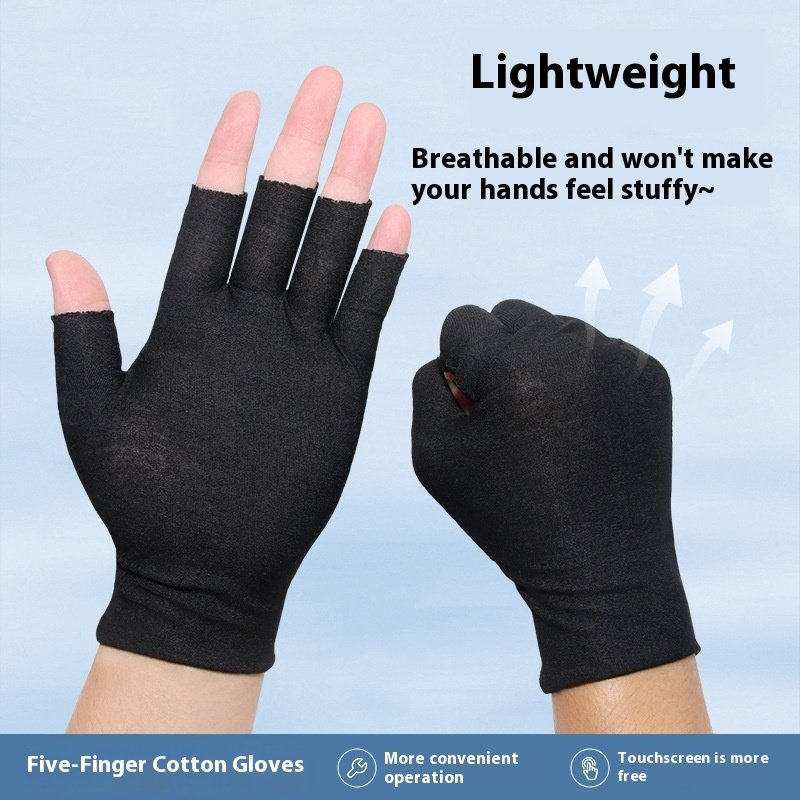 Exposed Five-finger White Cotton Gloves Half-finger And Breathable Sweat-absorbent Thin - Image 2