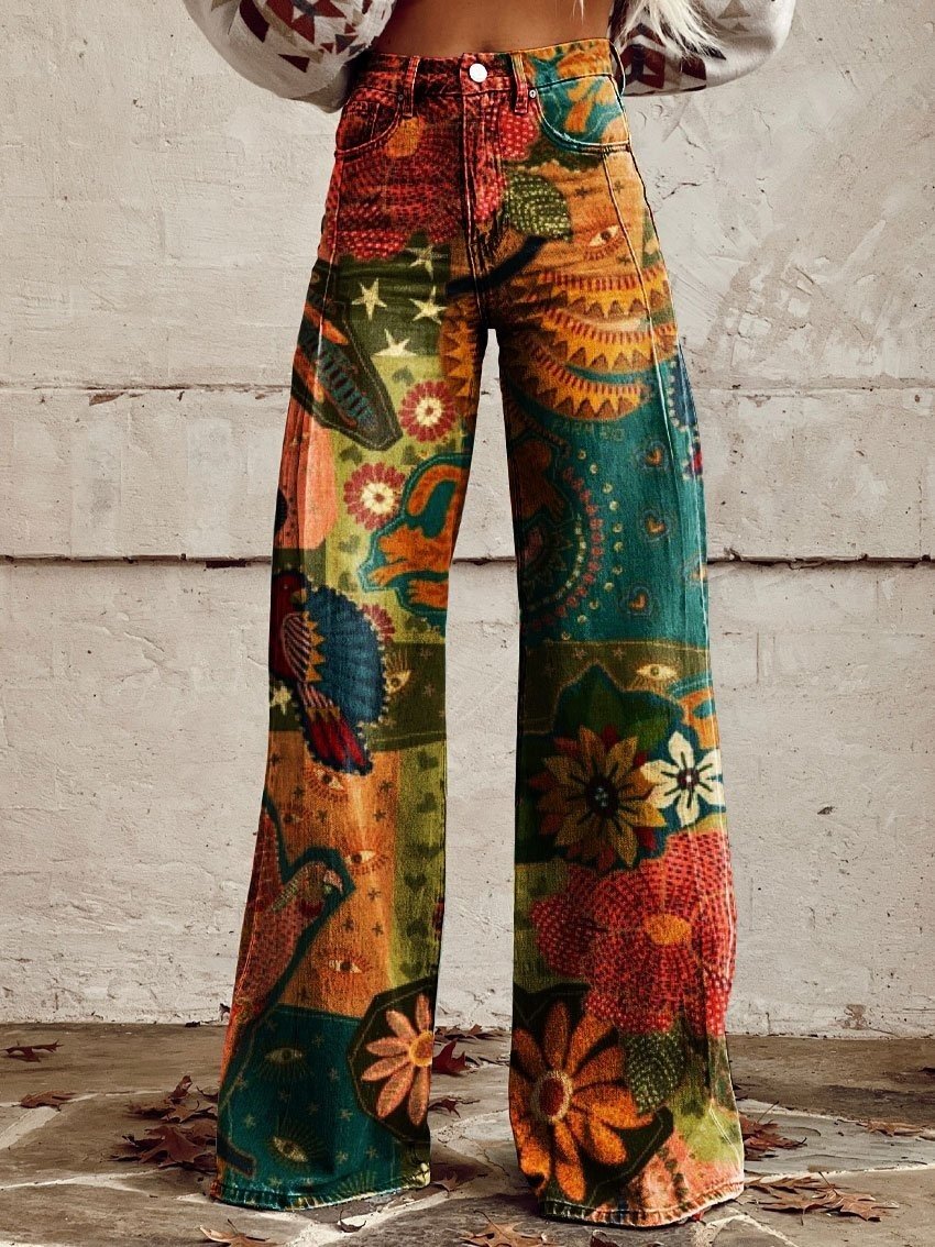 Women's 3D Printed Straight Casual Wide-leg Pants - Image 6