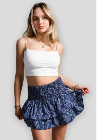 Women's Pleated Ruffles Printed Dress Fashion Floral Bohemian Short Skirt - Image 10