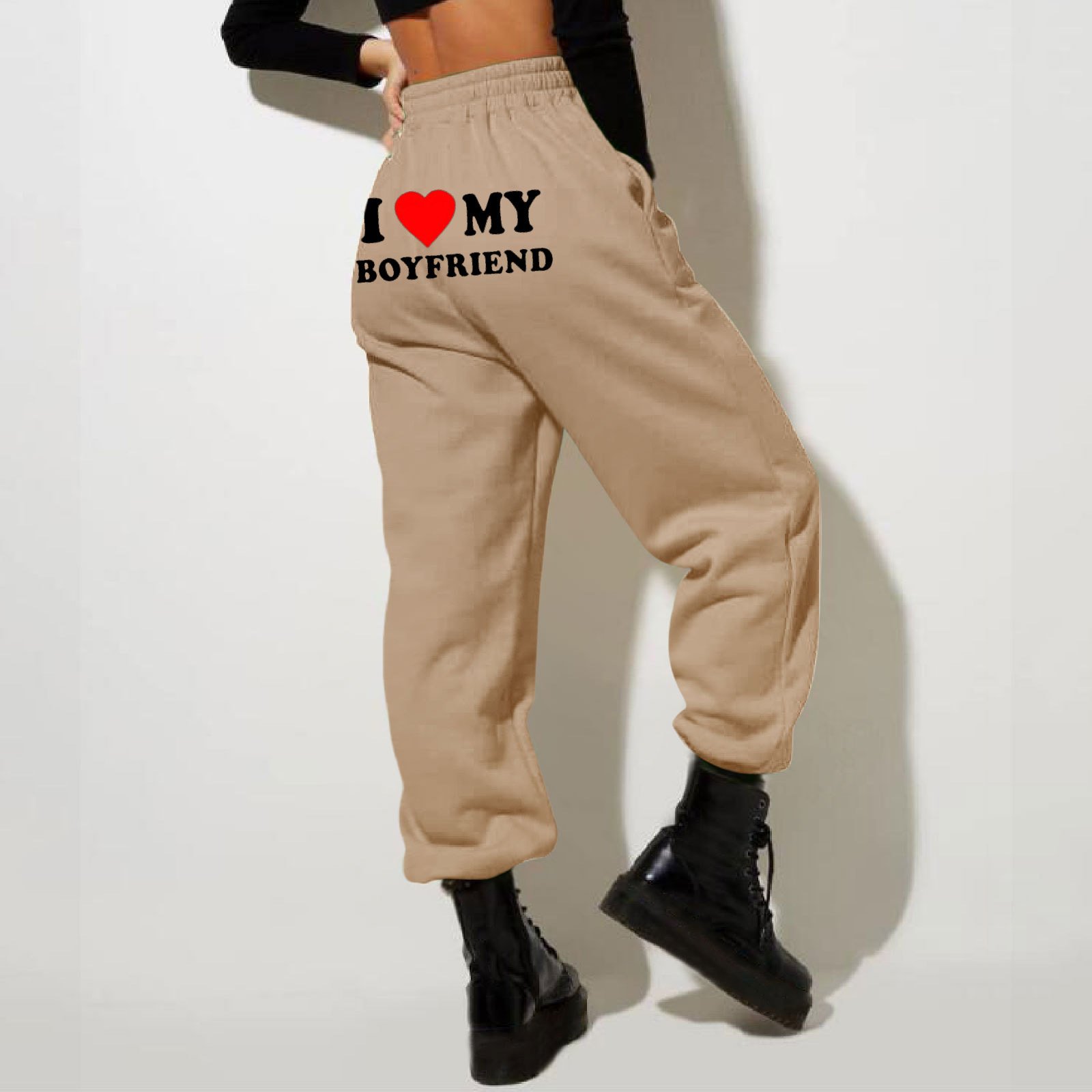 I Love MY BOYFRIEND Printed Trousers Casual Sweatpants Men And Women Sports Pants - Image 2