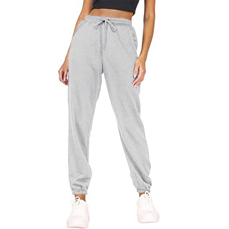 Solid Color With Fur Sweatpants Casual Sports Jogging High Waist Loose Tappered Home Casual Pants - Image 5