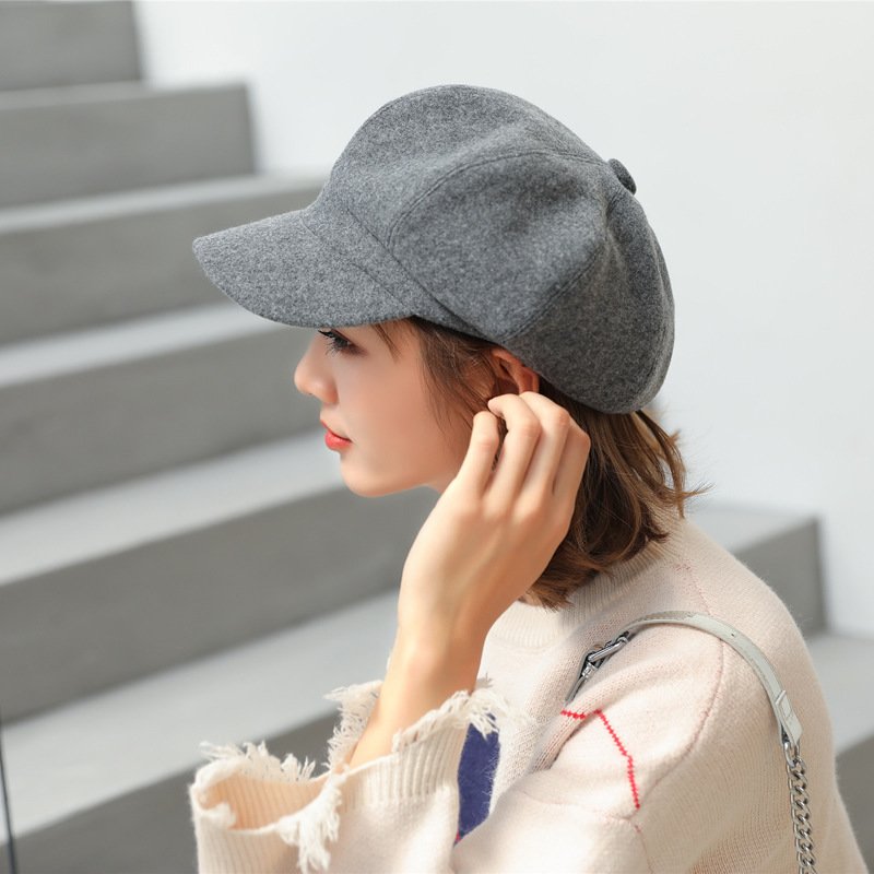 Woolen Octagonal Hat Young Woman Painter Peaked Beret - Image 3
